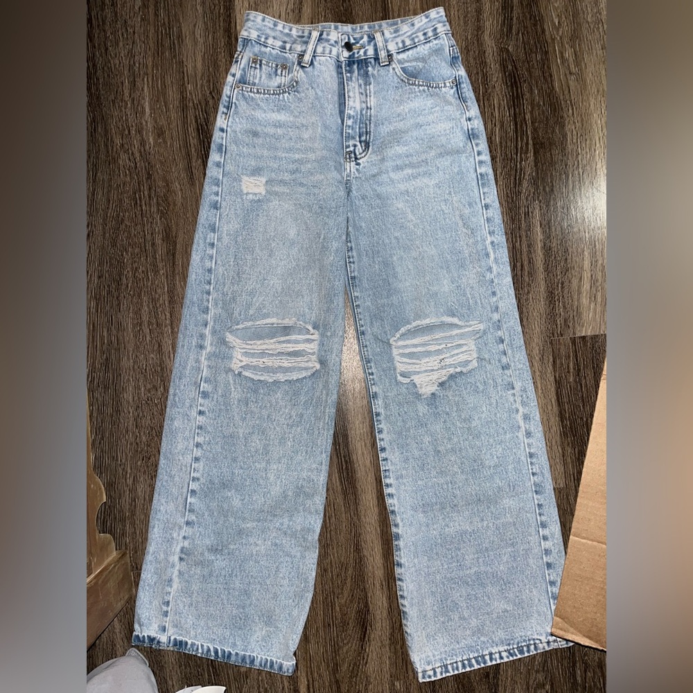 Classic Light Blue Distressed Women Jeans